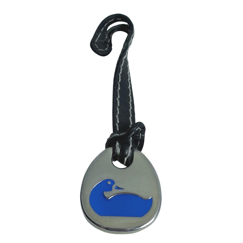 Dooney & Bourke Duck Logo Bag Charm Silver Tone Leather Strap - Picture 8 of 9